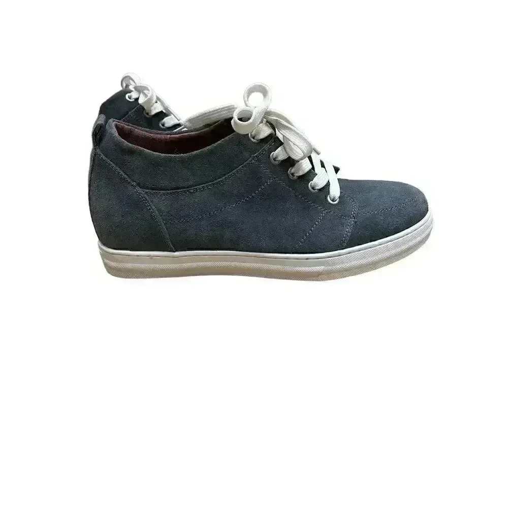 Calden Men's Invisible Height Increasing Elevator Shoes - Charcoal Grey Suede Le